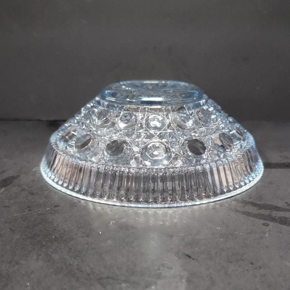 Federal Glass Buttons & Cane Blue Candy‎ Dish, Vintage Starburst Centerpiece